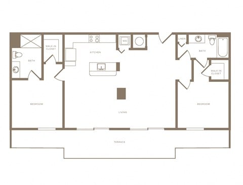 Floor plan for 2 beds, 2 baths, 1266 sqft